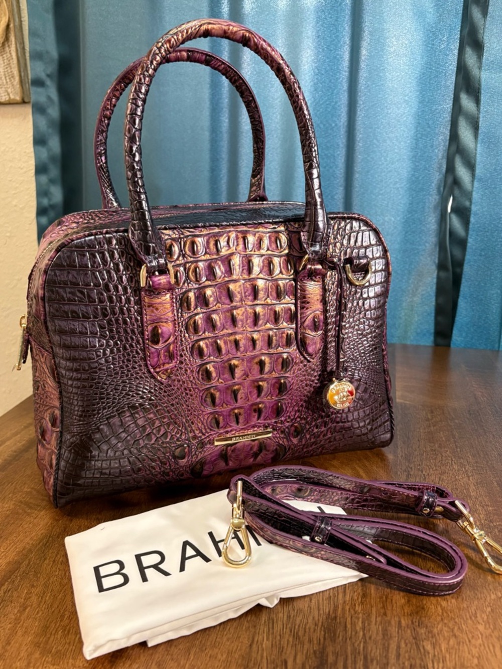 Brahmin NWOT Marissa - Fig Jam Melbourne - Purple, Metallic Gold